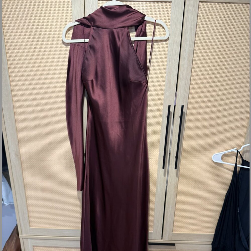 Maroon Halter Top, Open Back Dress